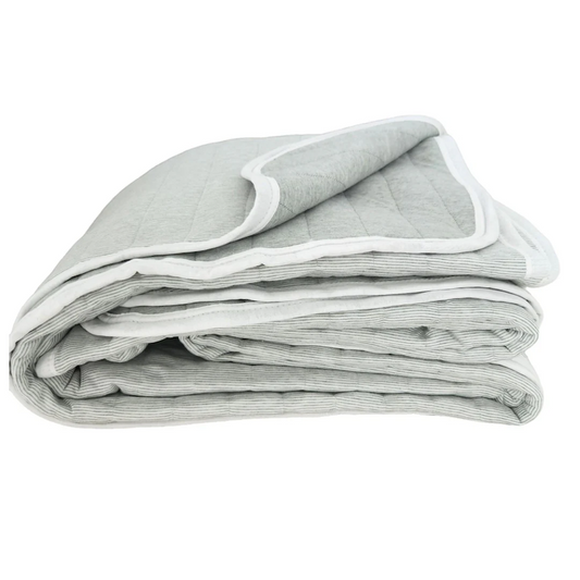 Cannes Cotton Quilted Bed Cover Massive Blanket - Sage Green Pinstriped