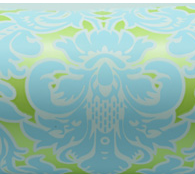 Victorian Gift Wrap - Pale Blue/Pistachio on White