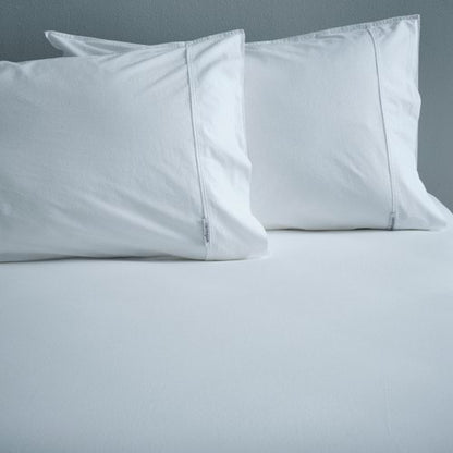 Vintage Softwash Cotton Fitted Sheet & Pillowcase Set (Queen) - White