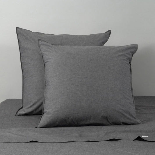 Vintage Softwash Cotton European Pillowcase Pair - Charcoal