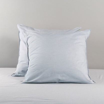Vintage Softwash Cotton European Pillowcase Pair - Misty Blue