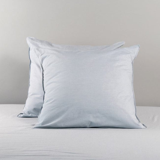 Vintage Softwash Cotton European Pillowcase Pair - Misty Blue