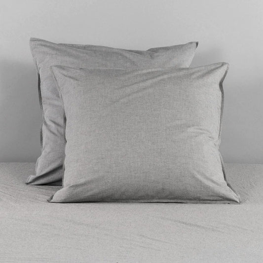 Vintage Softwash Cotton European Pillowcase Pair - Smokey Grey