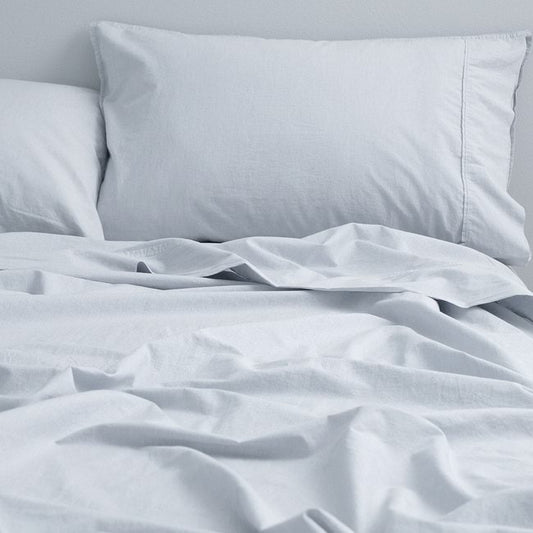 Vintage Softwash Cotton Sheet Set (Double) - Misty Blue