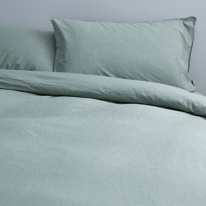 Vintage Softwash Cotton Quilt Cover Set (Double) - Forest Green