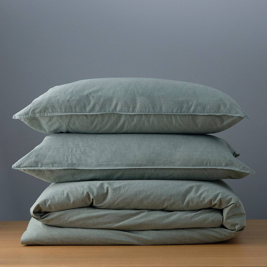 Vintage Softwash Cotton Quilt Cover Set (Super King) - Forest Green