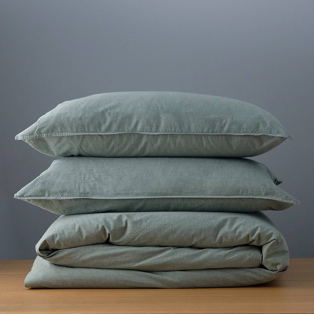 Vintage Softwash Cotton Quilt Cover Set (Double) - Forest Green