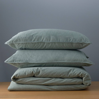 Vintage Softwash Cotton Quilt Cover Set (Double) - Forest Green