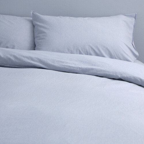 Vintage Softwash Cotton Quilt Cover Set (Double) - Misty Blue