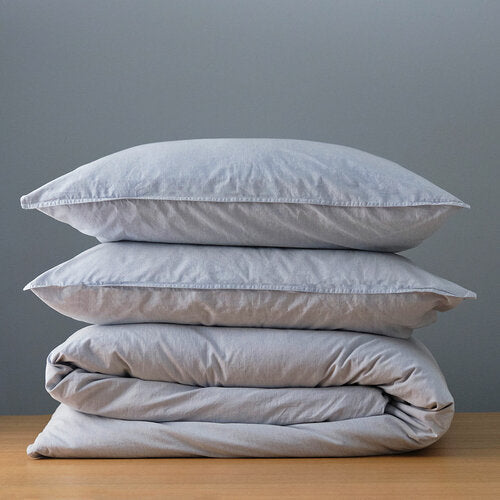 Vintage Softwash Cotton Quilt Cover Set (Single) - Misty Blue