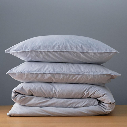 Vintage Softwash Cotton Quilt Cover Set (Super King) - Misty Blue