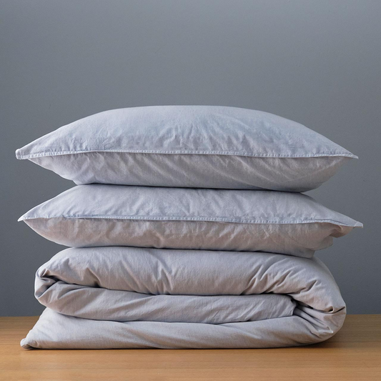 Vintage Softwash Cotton Quilt Cover Set (Super King) - Misty Blue