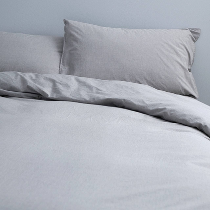 Vintage Softwash Cotton Quilt Cover Set (King) - Smokey Grey