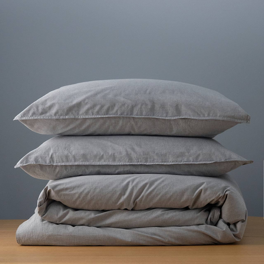 Vintage Softwash Cotton Quilt Cover Set (Single) - Smokey Grey