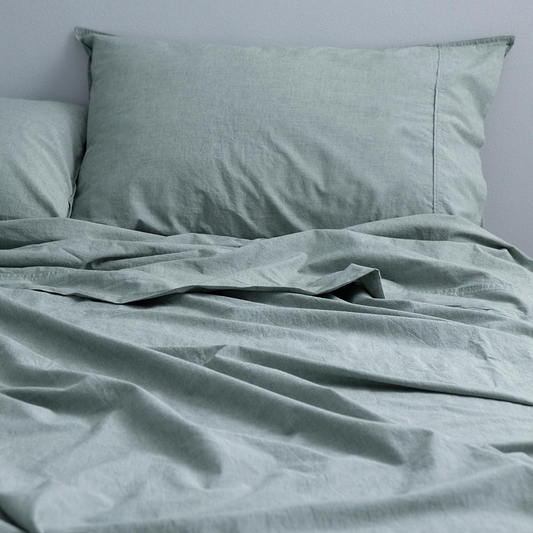 Vintage Softwash Cotton Sheet Set (Double) - Forest Green