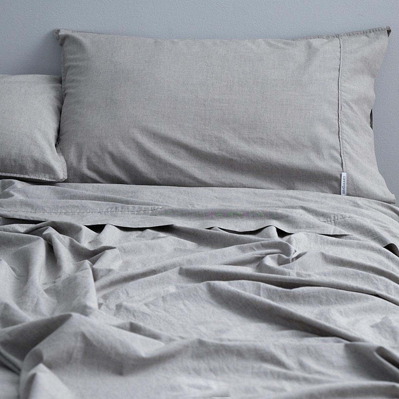Vintage Softwash Cotton Sheet Set (Double) - Smokey Grey