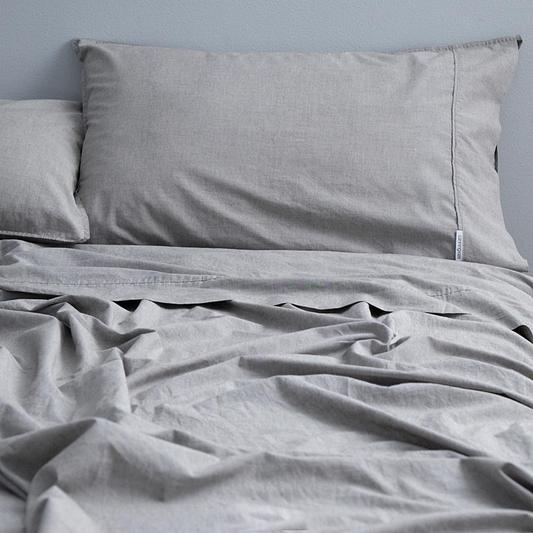 Vintage Softwash Cotton Sheet Set (Double) - Smokey Grey