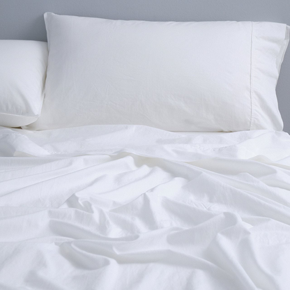 Vintage Softwash Cotton Sheet Set (Single) - White