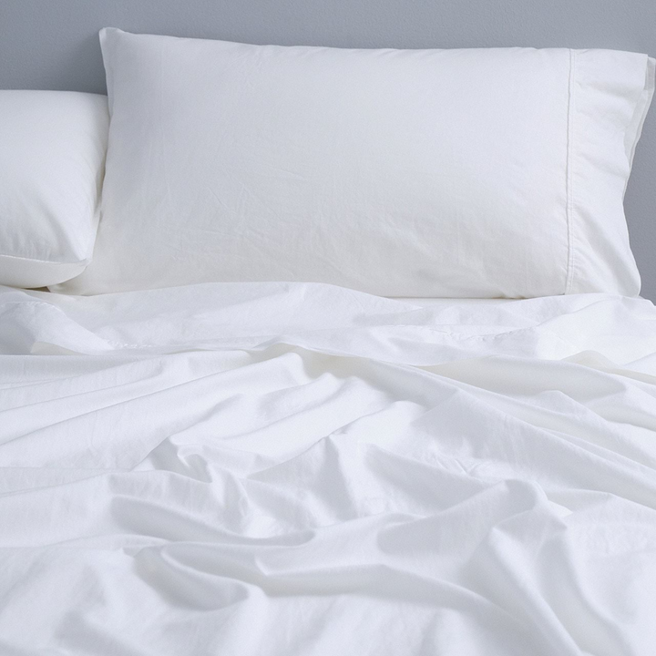 Vintage Softwash Cotton Sheet Set (Super King) - White