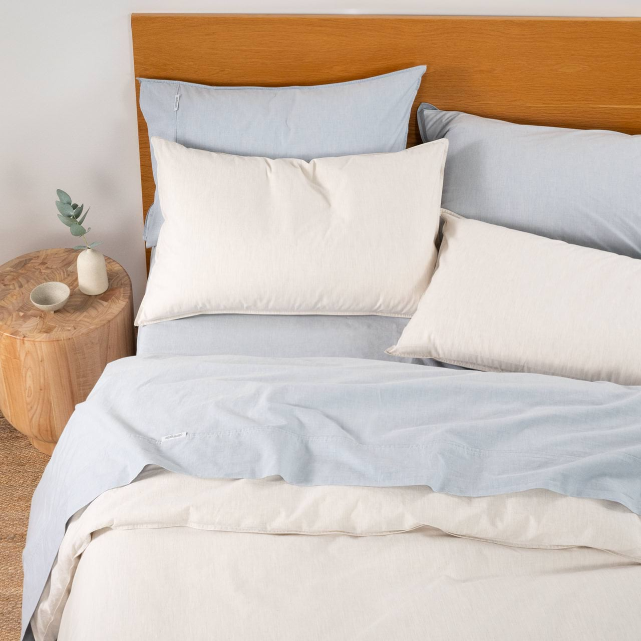 Vintage Softwash Cotton Sheet Set (King) - Misty Blue