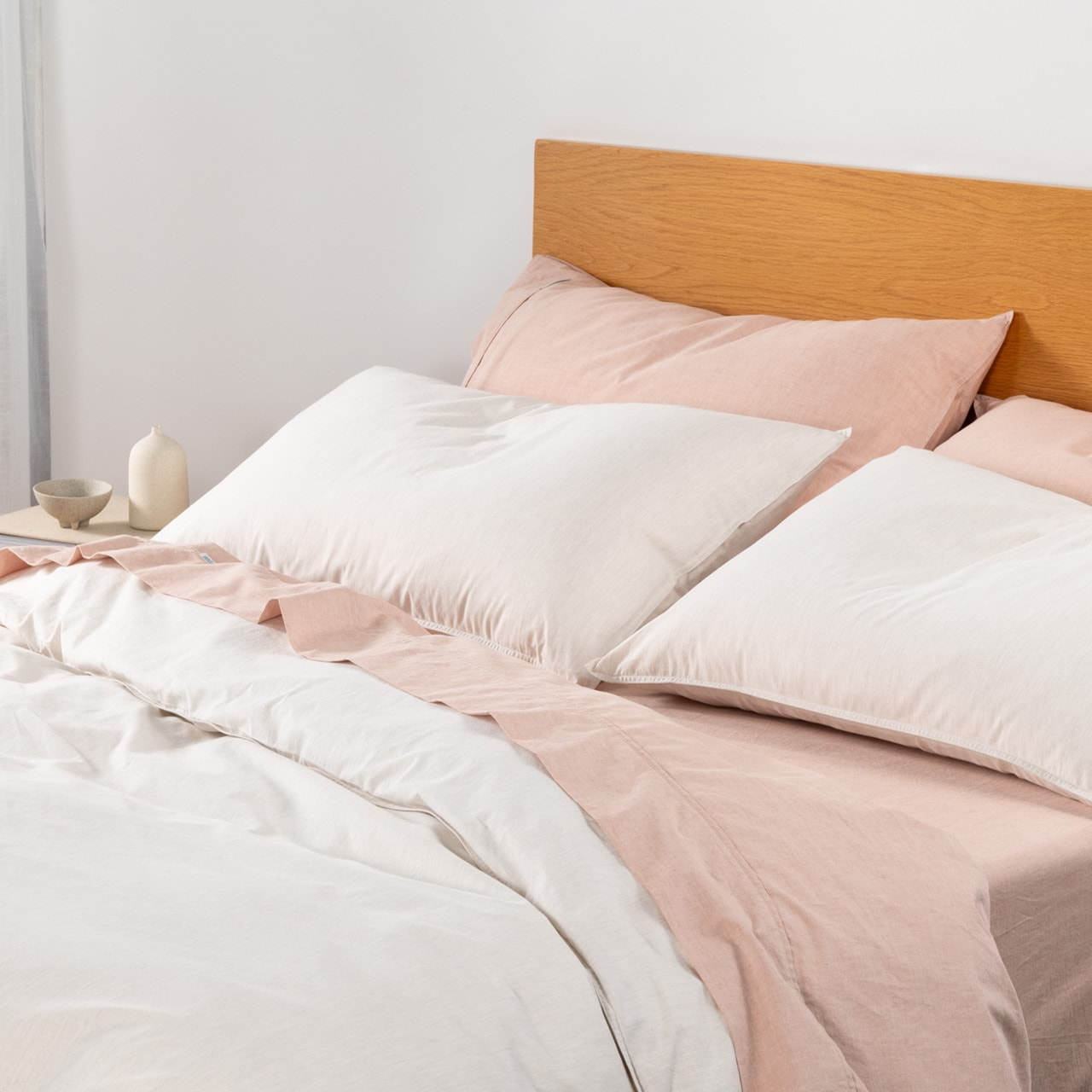 Vintage Softwash Cotton Quilt Cover Set (Double) - Oatmeal