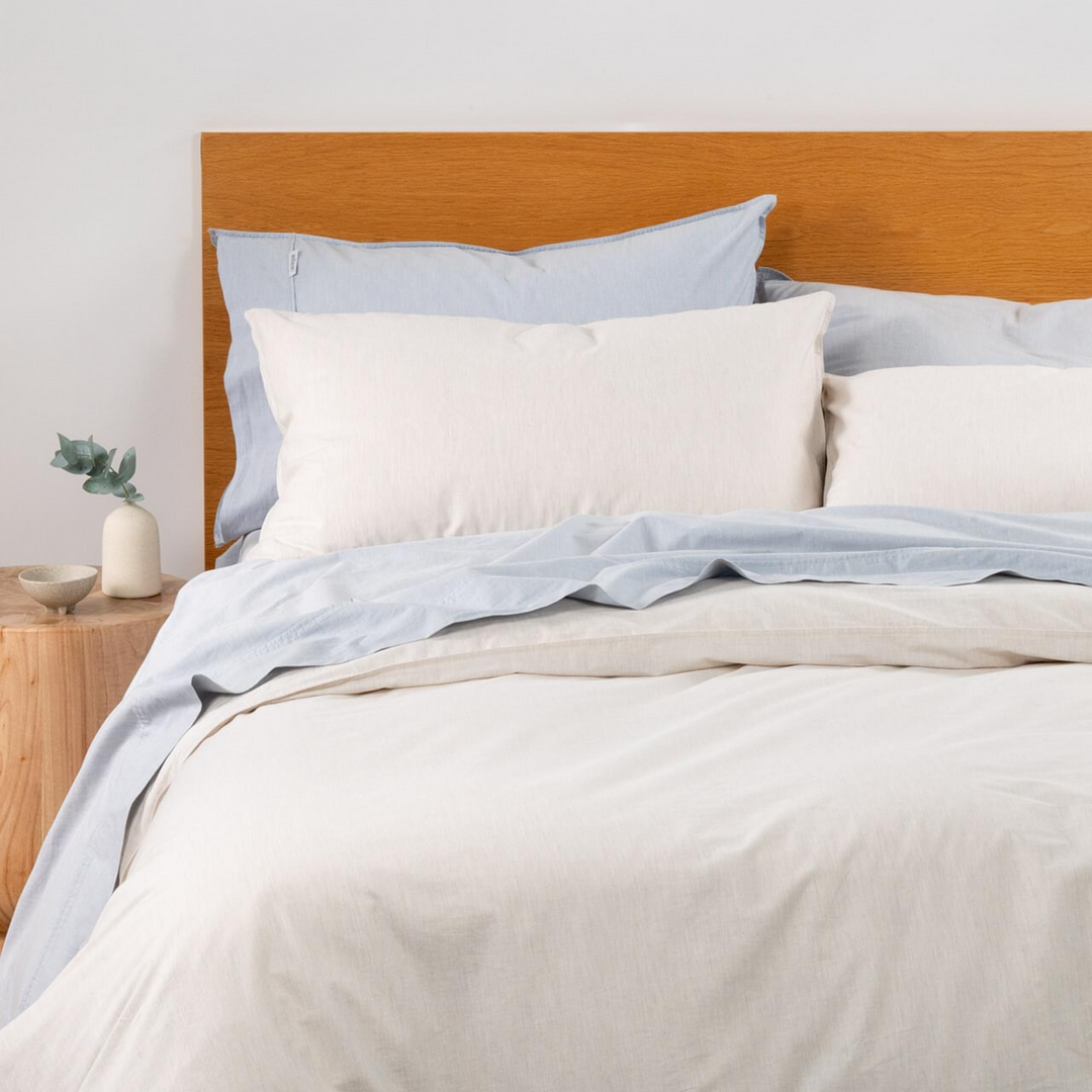 Vintage Softwash Cotton Quilt Cover Set (Double) - Oatmeal