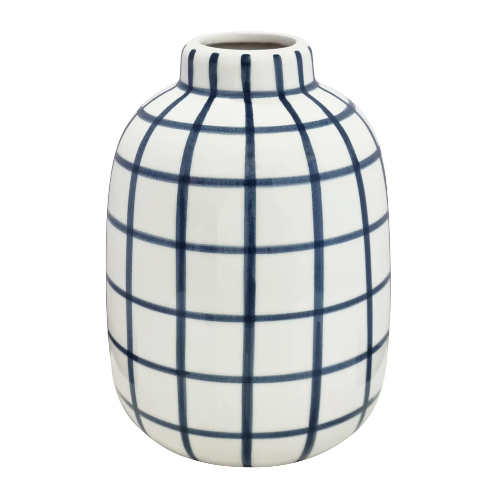 Wallace Check Vase - Navy