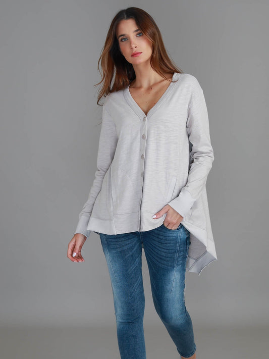 Weslie Long Sleeve Asymmetrical Cardigan - Angora