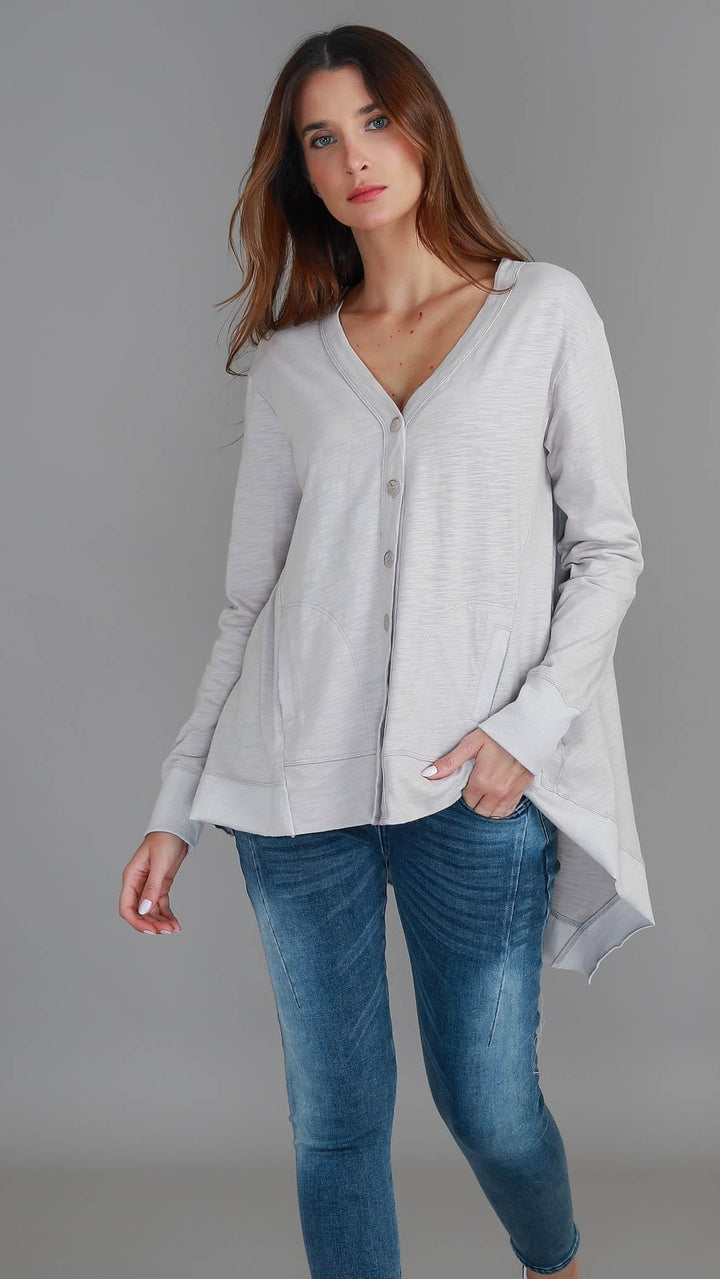 Weslie Long Sleeve Asymmetrical Cardigan - Angora