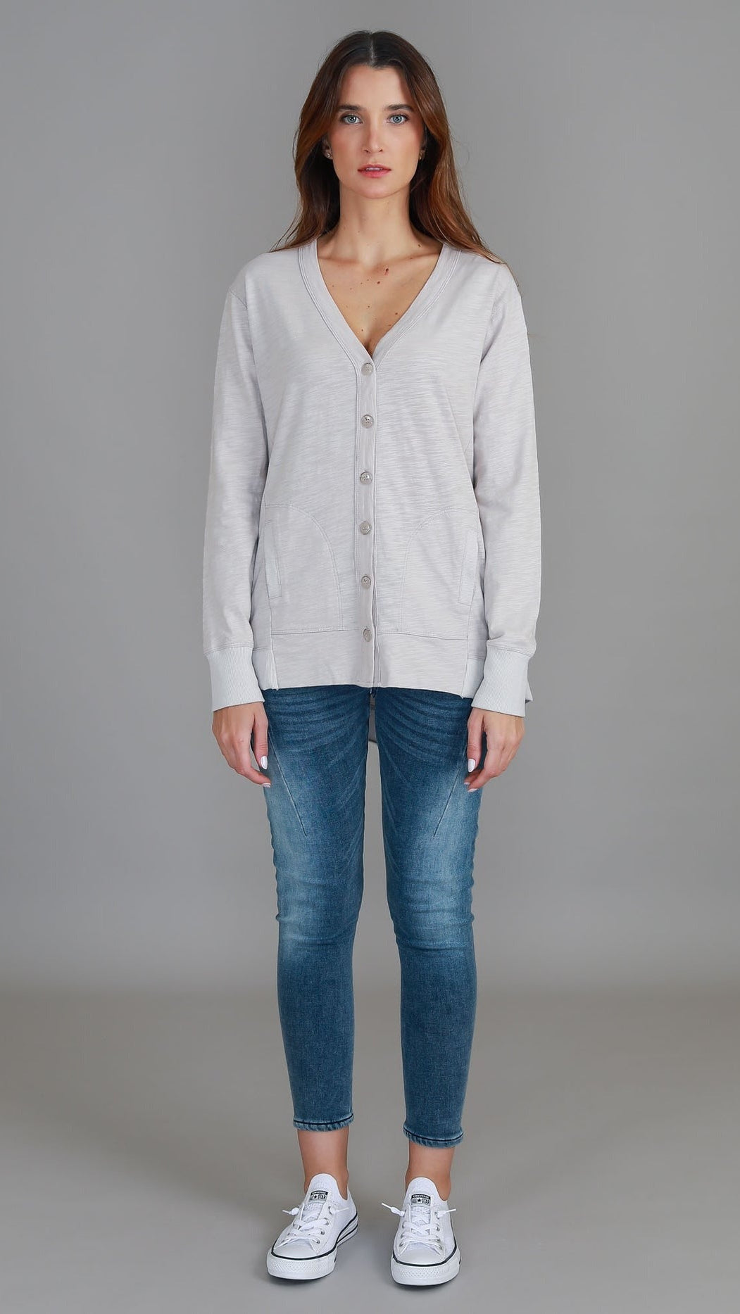 Weslie Long Sleeve Asymmetrical Cardigan - Angora