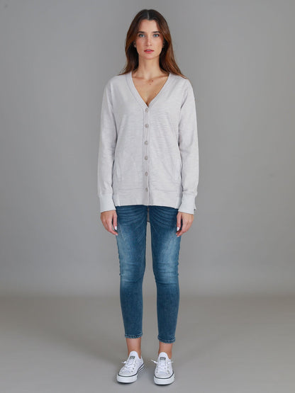 Weslie Long Sleeve Asymmetrical Cardigan - Angora