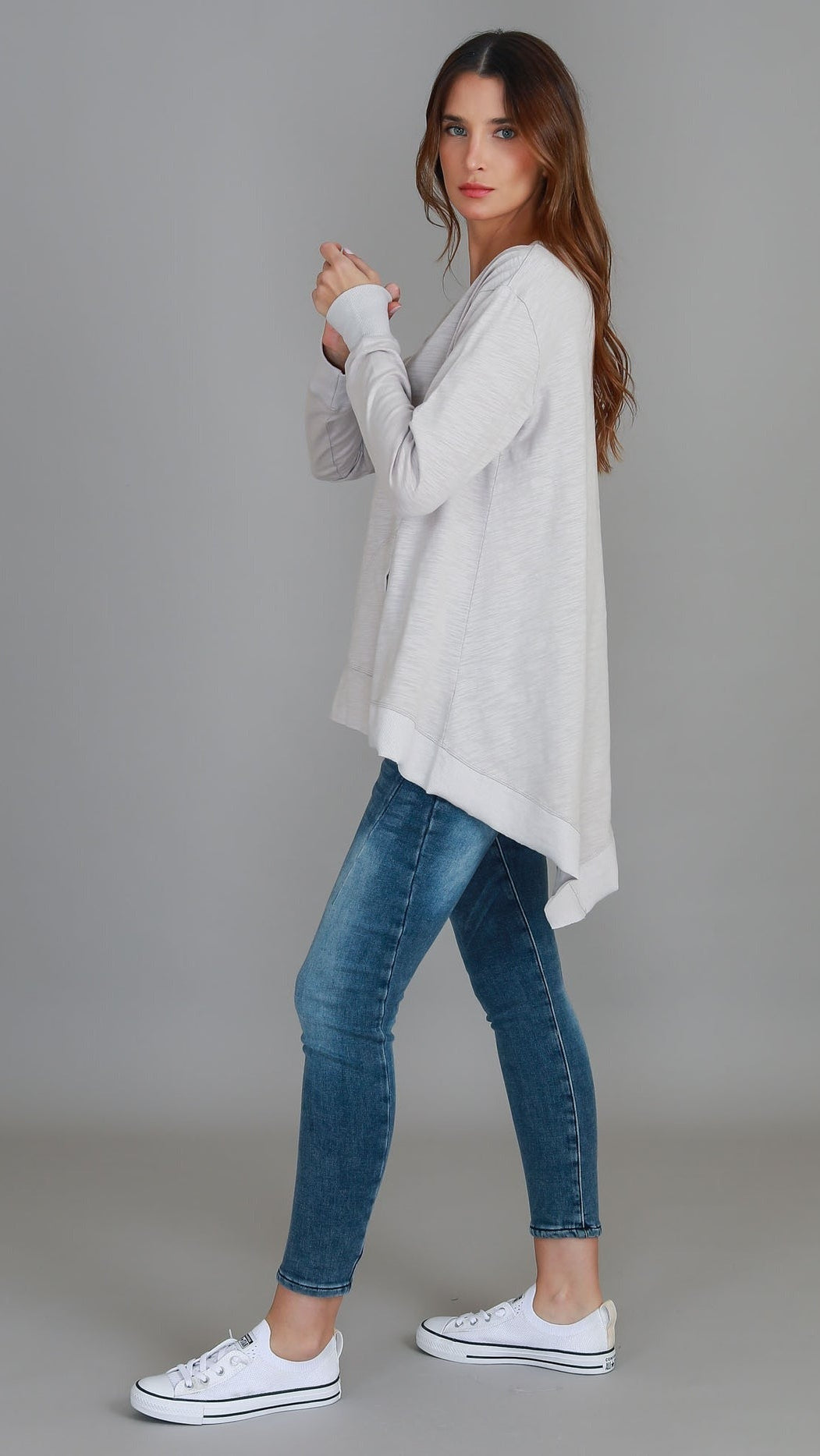 Weslie Long Sleeve Asymmetrical Cardigan - Angora