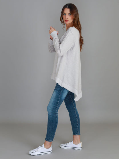 Weslie Long Sleeve Asymmetrical Cardigan - Angora