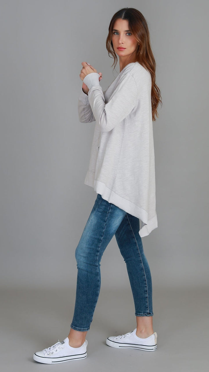 Weslie Long Sleeve Asymmetrical Cardigan - Angora