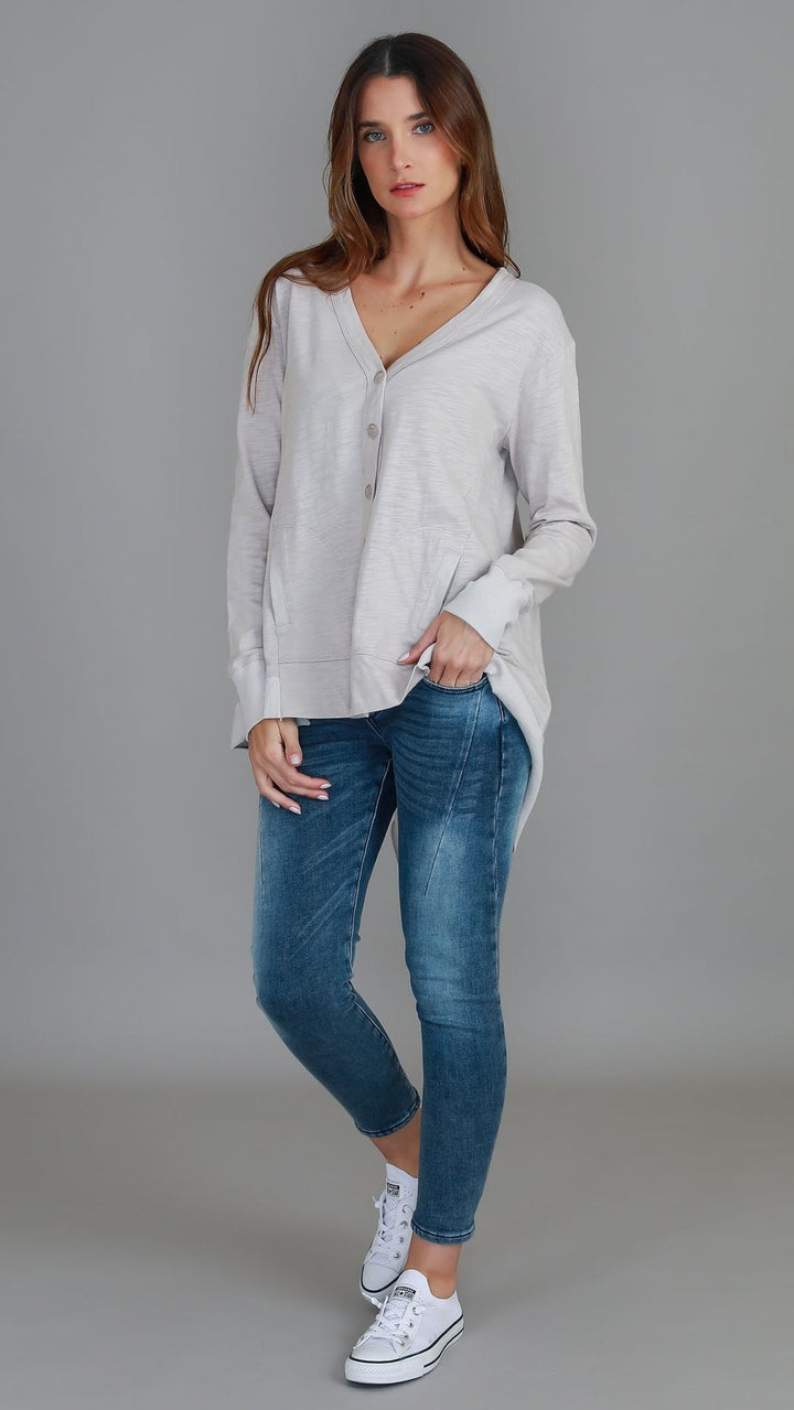 Weslie Long Sleeve Asymmetrical Cardigan - Angora