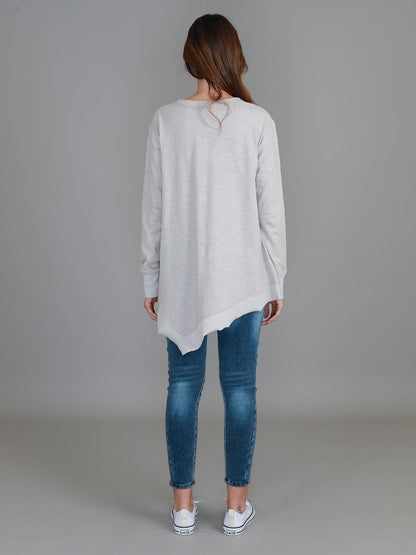 Weslie Long Sleeve Asymmetrical Cardigan - Angora