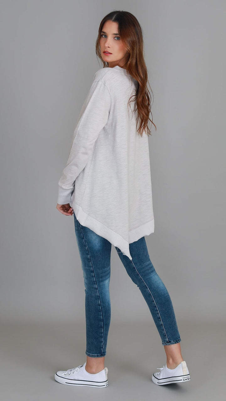 Weslie Long Sleeve Asymmetrical Cardigan - Angora
