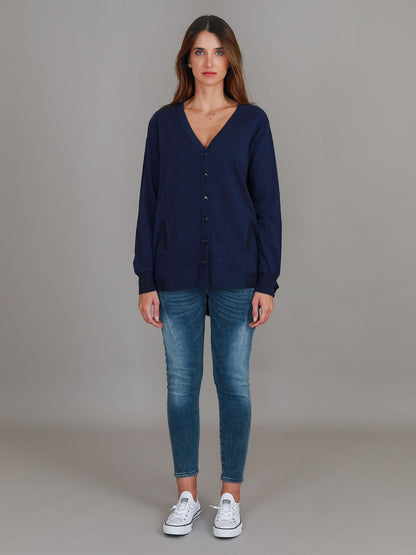 Weslie Long Sleeve Asymmetrical Cardigan - Navy