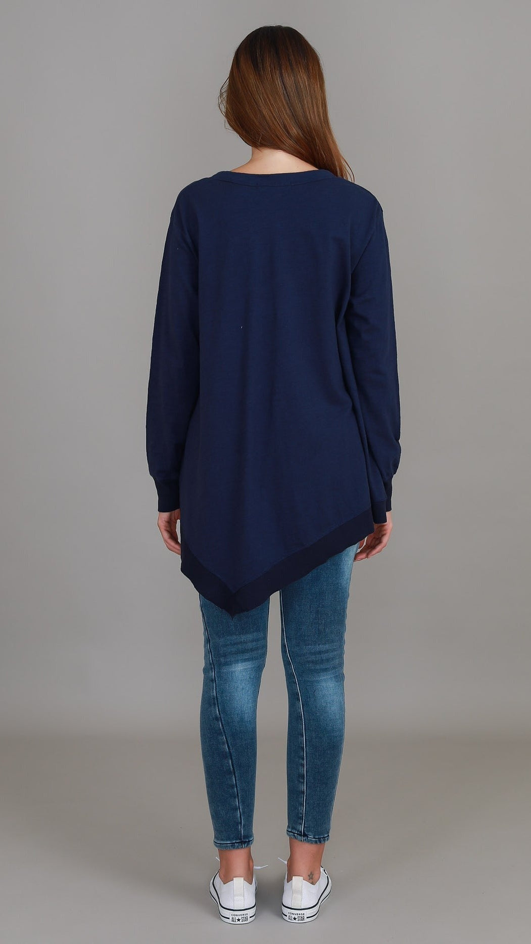 Weslie Long Sleeve Asymmetrical Cardigan - Navy