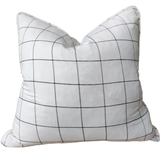 Granville Linen Cotton Cushion - Black/White Check