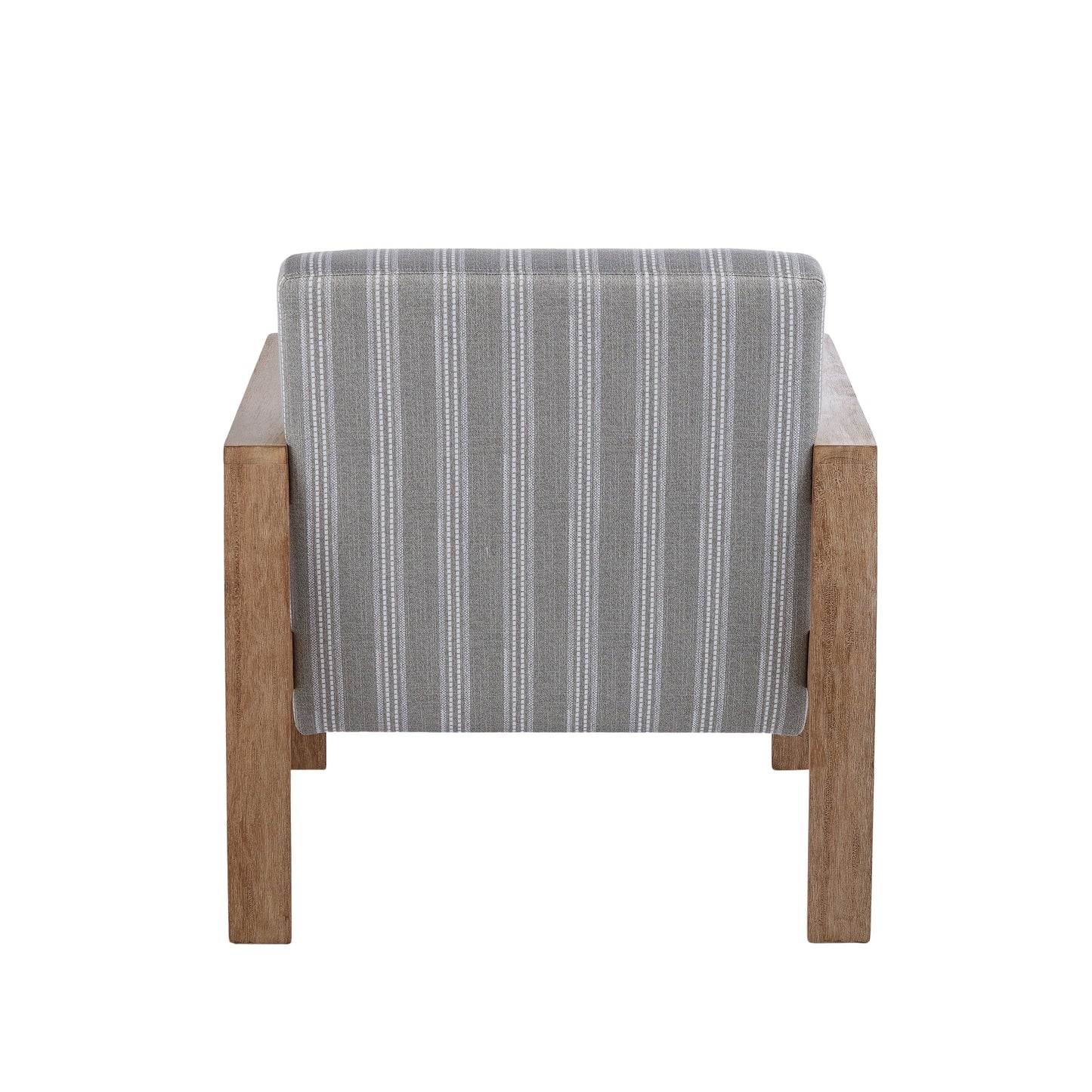 Striped Fabric Wooden Armchair - Green, White & Walnut
