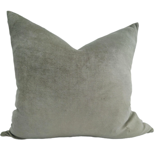 Fontainebleau Velvet & Linen Two Sided Cushion - Moss Green