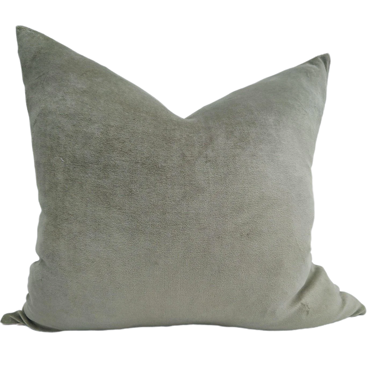 Fontainebleau Velvet &amp; Linen Two Sided Cushion - Moss Green