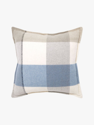 A cozy L&M Home Alby Periwinkle cushion with a blend of neutral and blue tones on a white background, including a Cushion Insert.