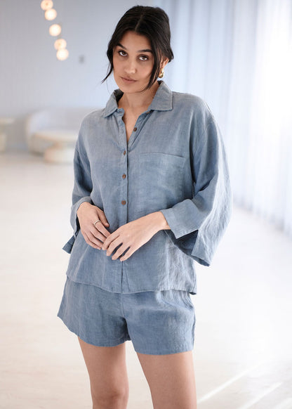 Fundamental Linen Shirt  -  Blue
