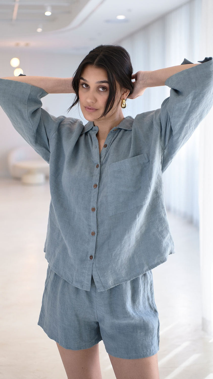 Fundamental Linen Shirt  -  Blue