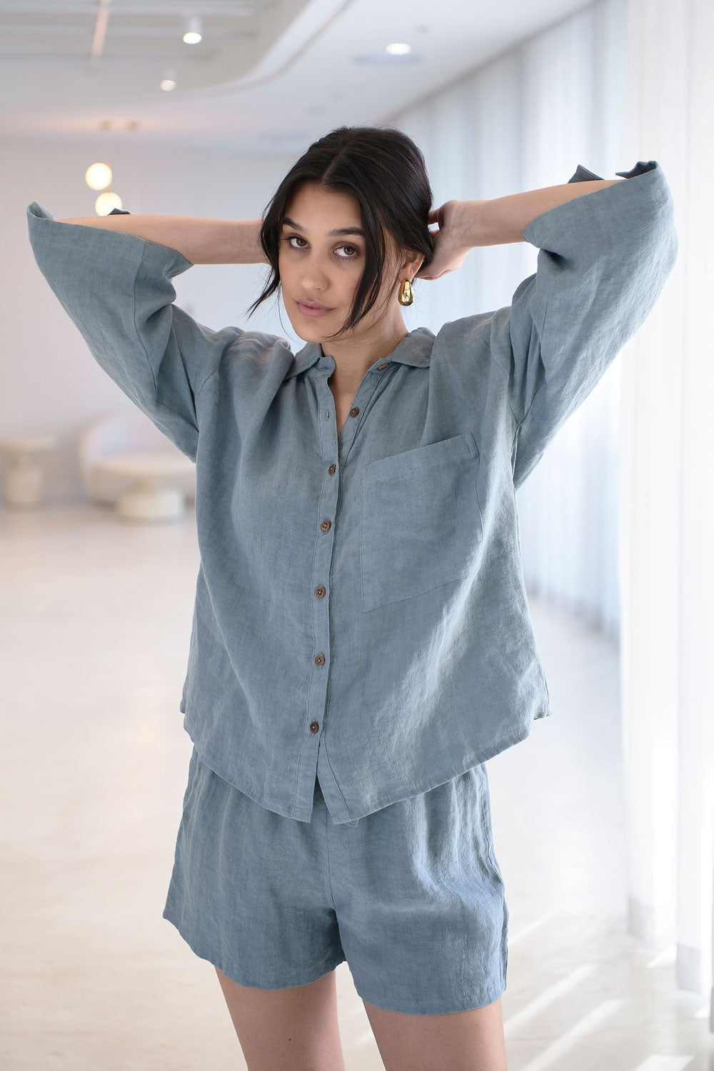 Fundamental Linen Shirt  -  Blue