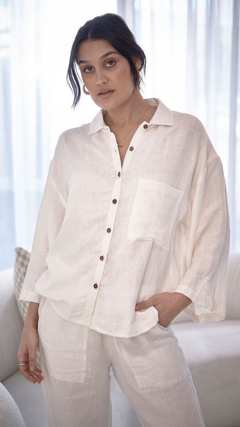Fundamental Linen Shirt  -  Off White