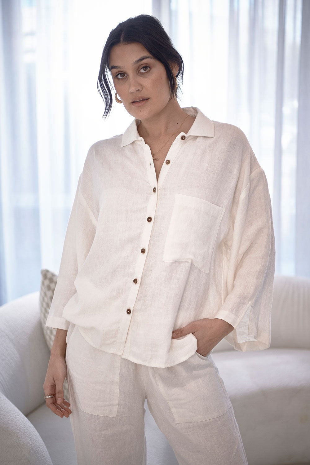 Fundamental Linen Shirt  -  Off White