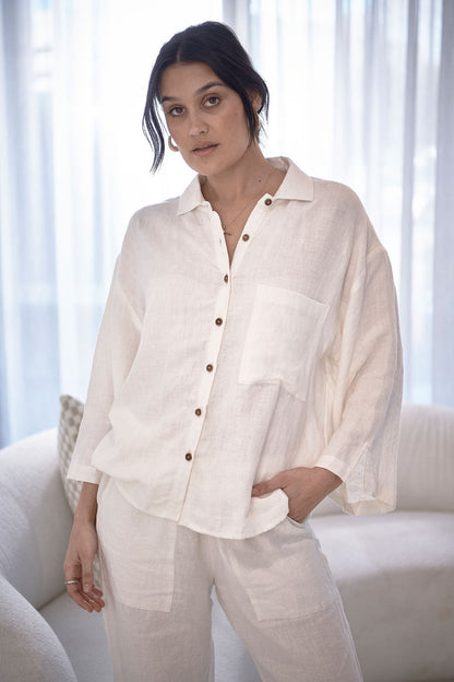 Fundamental Linen Shirt  -  Off White